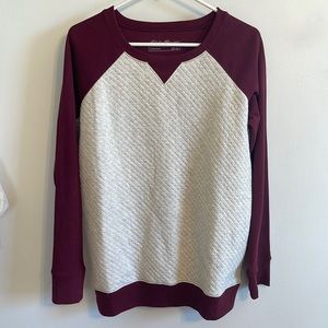 Eddie Bauer Size Large Crimson Beige Quilted Pullover Sweatshirt